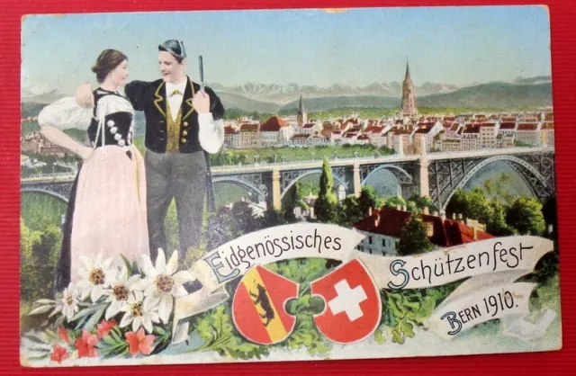 cpa suisse , BERNE 1910 ,EIDGENOSSISCHES-SCHUTZENFEST - voyagée 1910