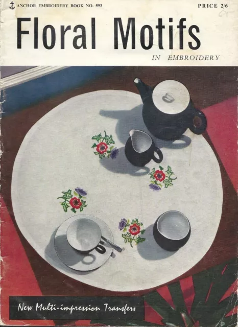 Libro de bordado vintage con motivos florales Anchor 1963
