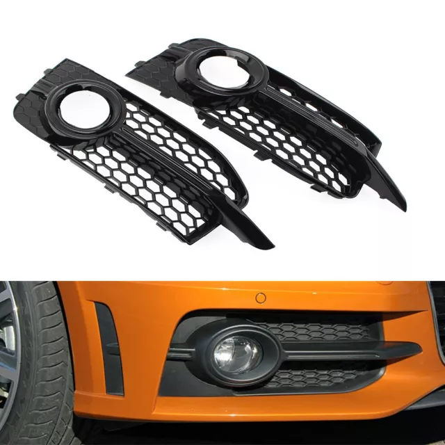 Front Bumper Honeycomb Fog Light Grille Cover For Audi A1 8X S-Line S1 2010-2014