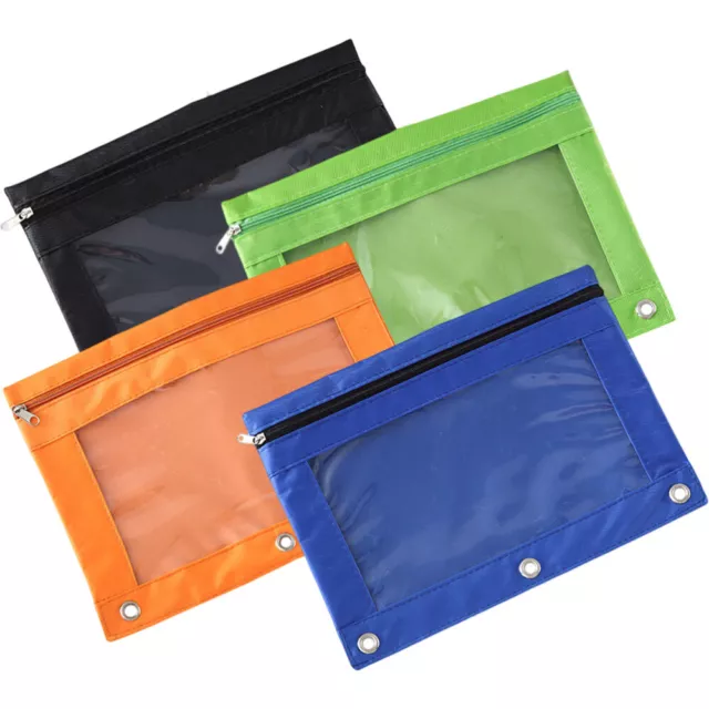 4pcs Large Zipper Pencil Pouch for 3 Ring Binder Clear Window Pencil Case