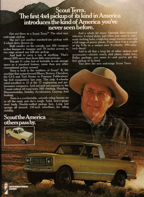 1976 International Harvester Scout Terra Pickup Truck Original Color Ad