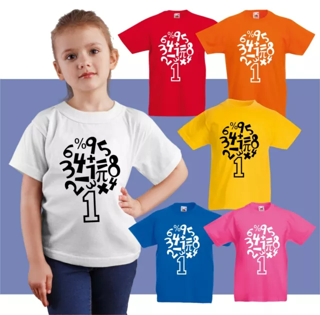 T-shirt numero giorno ragazzi ragazze matematica colorata simboli scuola unisex bambini top