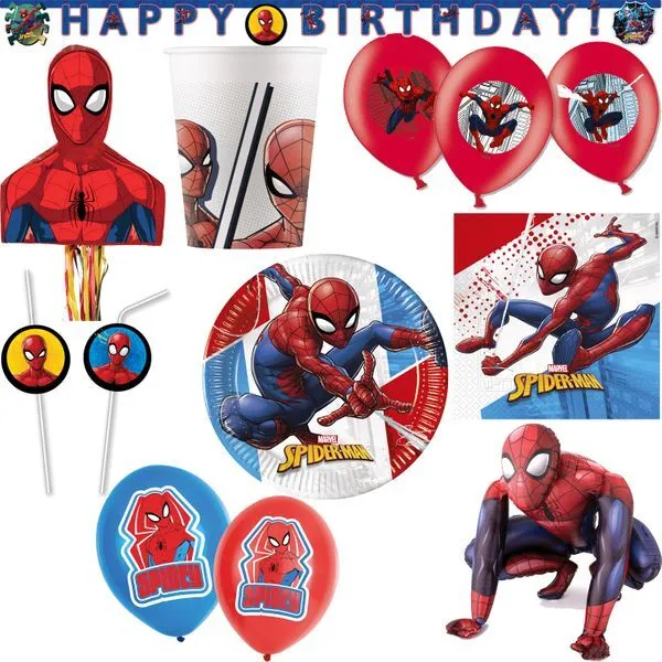 Spiderman Cumpleaños Niños Fiesta Set Decoración Compostables