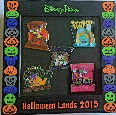 Disney Halloween Lands 2015 Pin Set Mickey Minnie Completer Goofy Donald LE 1000