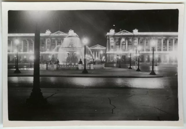 Photo Ancienne - Vintage Snapshot - Paris Place De La Concorde Nuit 1931