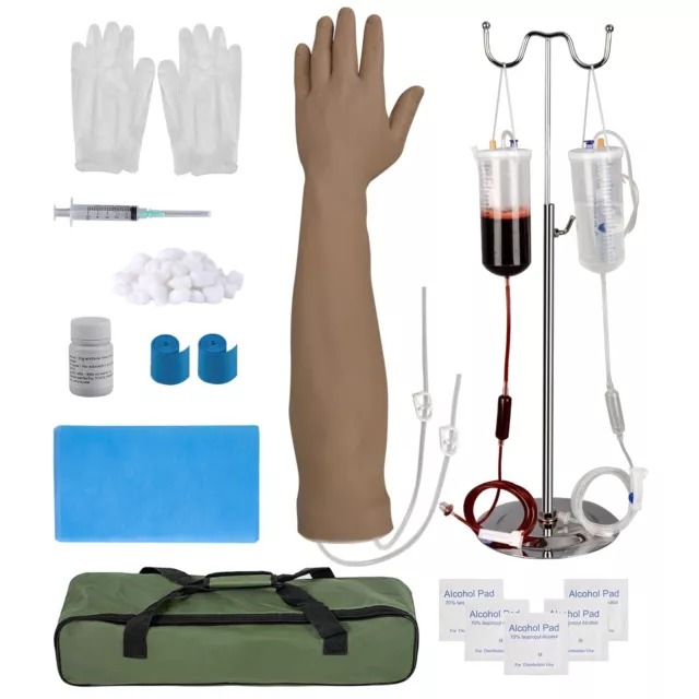 Phlebotomy Practice Arm Kit Dark Skin, IV Arm for Nursing Practice with Non-L...