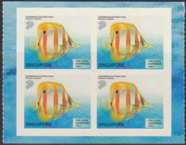 SINGAPORE 2001 TROPICAL MARINE FISH 20c COPPER-BANDED BUTTERFLYFISH BOOKLET MNH