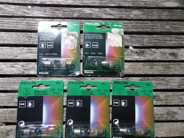 Lámparas Philips Krypton KPR103 3.6v 0.75a x1, PR2 2.4v 0.5a x5, PR4 2.3v 0.27a x2