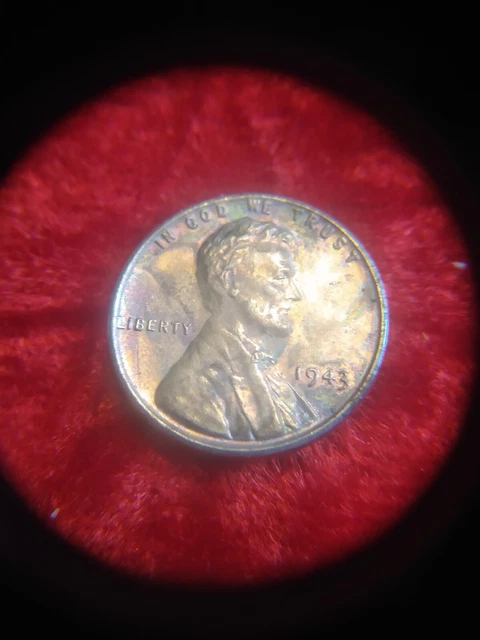 1943 rainbow toned steel cent