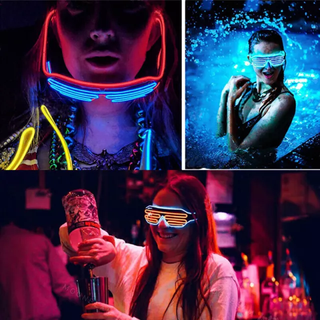 Light Up Glasses Glow El Shutter LED Sunglasses Neon Frames Wire Party Nightclub