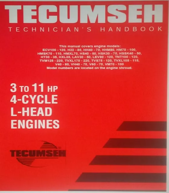 Tecumseh 3-11 hp Engine Service Manual Major Overhaul Repair Shop Garden Tractor