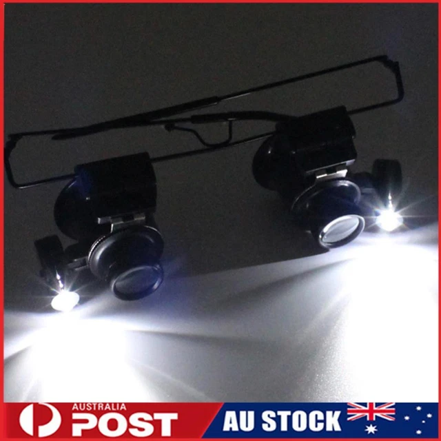 Portable Magnifier Glasses Loupes LED 20X Magnifying Eyewear for Jewelers Repair