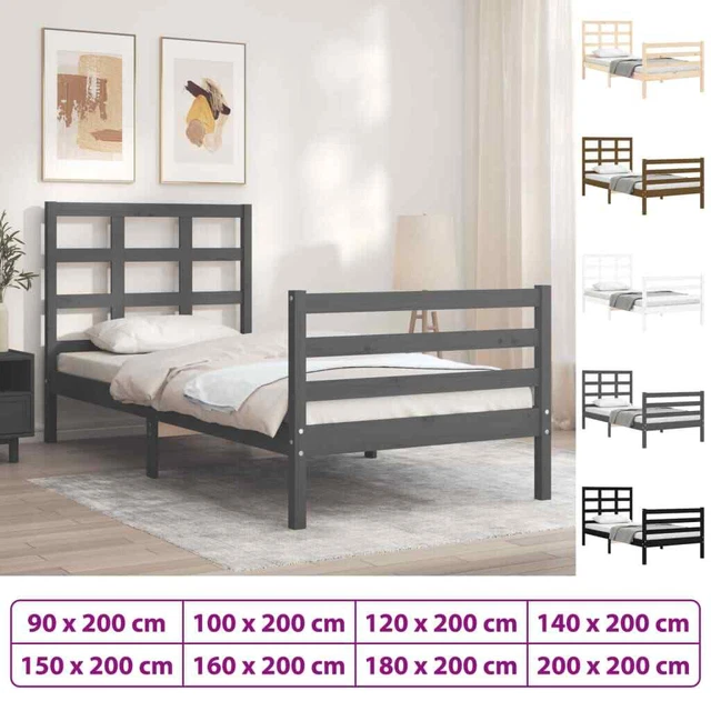 Estructura cama de matrimonio con cabecero madera maciza negra vidaXL