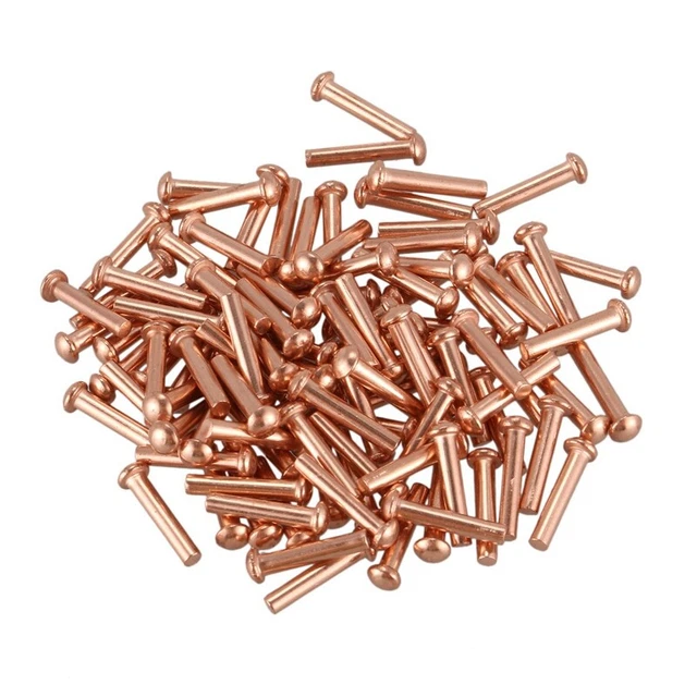 100 Pcs 5/64inch x 25/64inch Round Head Copper Solid Rivets Fasteners F8R1R1