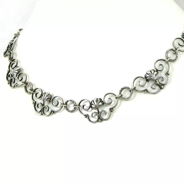 FLORALE SILBER KETTE Österreich SILVER NECKLACE AUSTRIA Blumen Dekor TRACHT 3