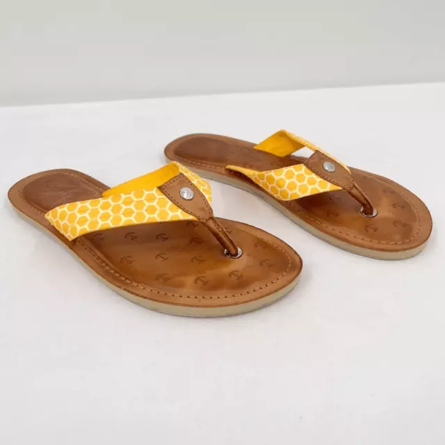 Nautica Gulf Breeze Yellow Honeycomb Fabric Straps Flip Flop Sandal Size 7