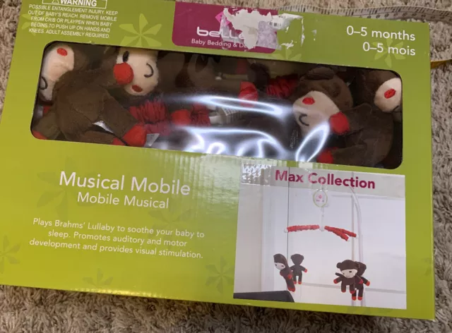 belle Nursery Decor Musical Mobile - Monkeying Around!  Plays Brahms’ Lullaby!