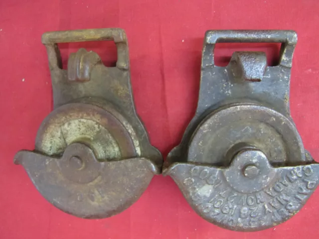 Antique Myers & Bro Cast Iron Hardware Hanger Barn Door Sliding Door Roller 2
