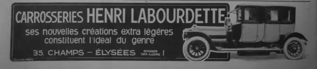 Publicité De Presse 1911 Carrosseries Henri Labourdette Extra Légères