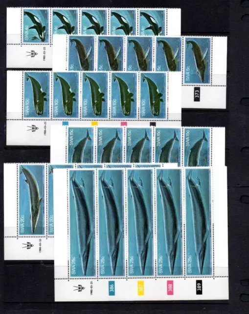 Swa Mnh 1980 Sg338-343 Whales Strips Of 5