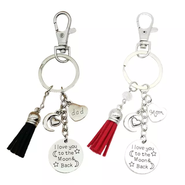 Porte-clés papa maman je t'aime jusqu'à la lune, pendentif pour sac à dos,