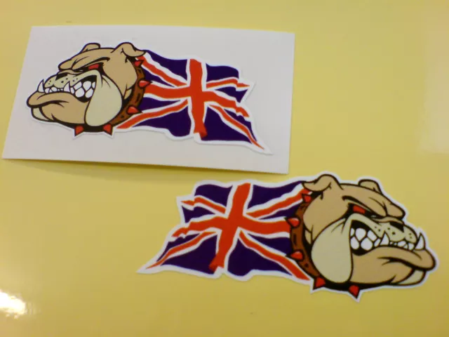 BRITISH BULLDOG & UNION JACK Car Van Motorcycle Stickers Decals 2 off 50mm