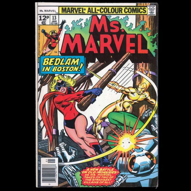 Ms.Marvel #13 Jan 1978 Newsstand 1st app Golden Blade, Sapper & Marie Danvers UK