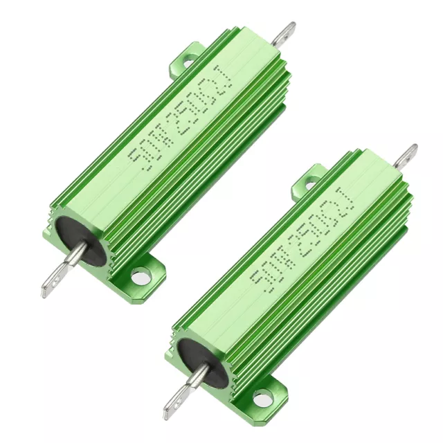 50W 250 Ohm Aluminium Housing Chassis Mount Wirewound Power Resistor Green 2pcs