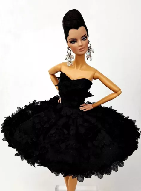 Eaki Black Cocktail Evening Dress Outfit Gown For Silkstone Fashion Royalty FR