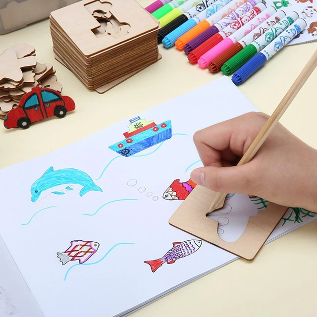 XiDeShop 26 Pièces Spirographes Multifonctionnels pour Enfants - Modèles de Dessin et Pochoirs Créatifs - Outil de Peinture Éducatif et Ludique pour Stimuler l'Imagination Artistique