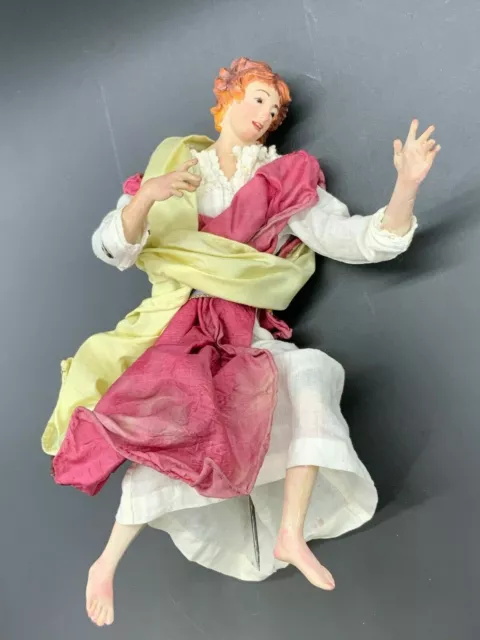 NEAPOLITANISCHE KRIPPENFIGUR JUNGER MANN GLASAUGEN 26cm