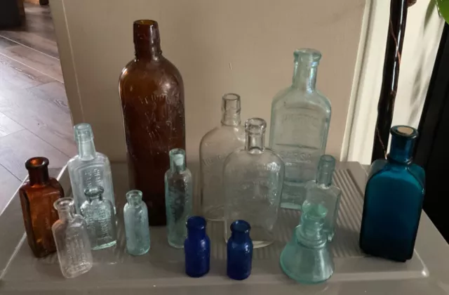 Antique Medicine  Apothicary Whiskey Bottles Lot