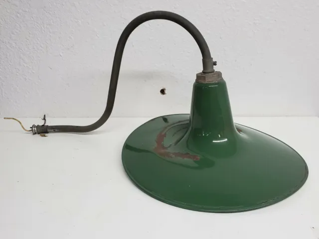 Vintage 16" Benjamin Industrial Barn Light Fixture Green Porcelain Enamel Shade