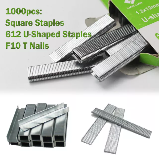 3000PCS Staples Brad Nails for Manual Nail Gun Square U-Shaped 8/108/12mm Nails
