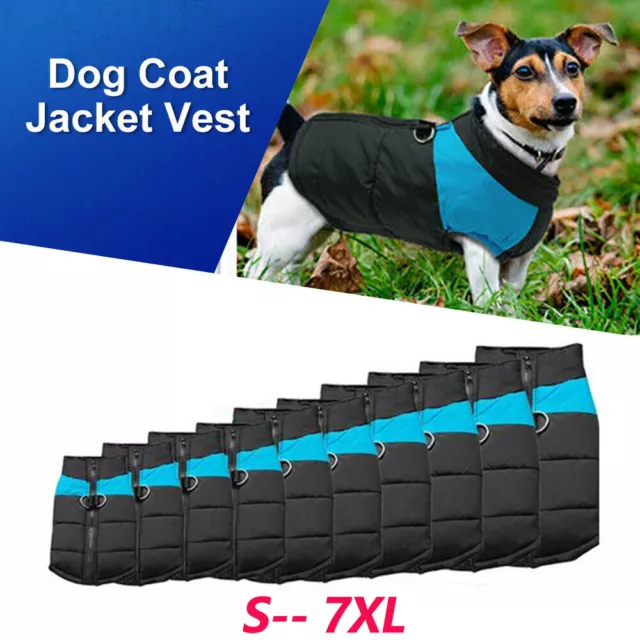 Large Dog jacket padded waterproof Pet Clothes Warm windbreaker Vest Coat Winter