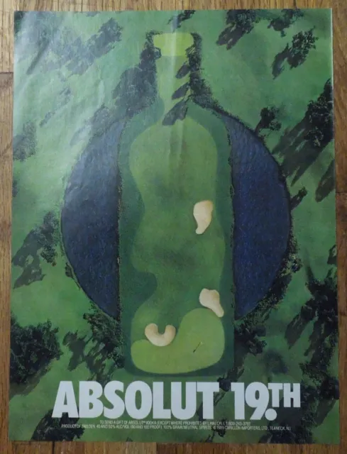 1990 ABSOLUT Vodka Magazine Ad - ABSOLUT 19TH Hole on Golf Course