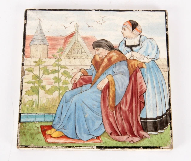 Minton Arts and Crafts Pottery Hand Painted Tile Henry Stacey Marks Mintons