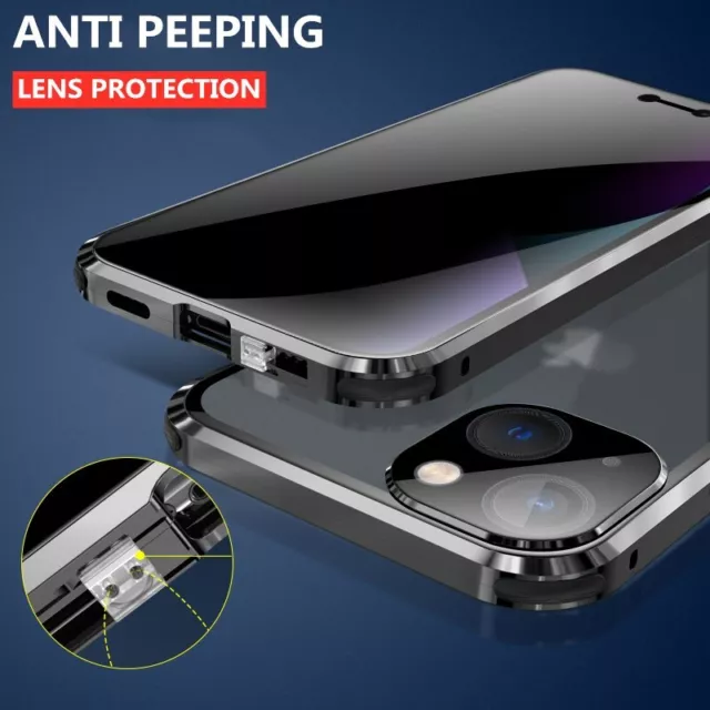 Metall Anti Spy Glas Magnetische Handyhülle Für iPhone 14 13 12 Pro Max 11 Case