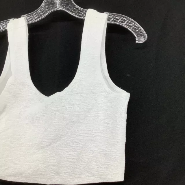 Weekday Womens Elina Scoop Neck Wide Strap White Cropped Tank Top Size Medium 3