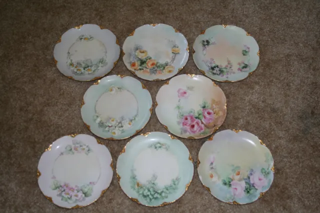 ral SET OF 8 COLLECTIBLE SMALL HAND PAINTED CERAMIC DISHES HAVILAND FRANCE