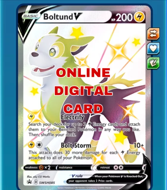 Boltund V SWSH085 SHINY PROMO Pokemon TCG Online Digital Card PTCGO - SENT FAST
