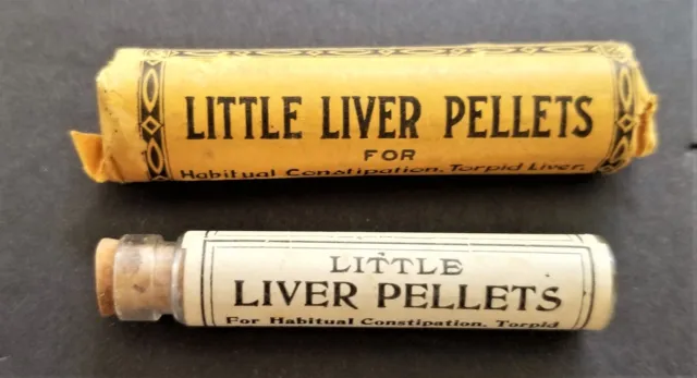 c1905 antique MEDICINE BOTTLE scranton pa Liver Pellets Browns Pharmacy CONTENTS