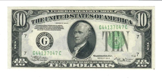 1934B $10 Federal Reserve Note Chicago ChCU