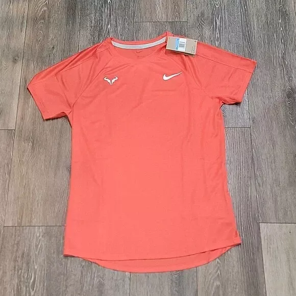 *Sale Nike Rafael Rafa Nadal Shirt Orange Salmon Pink Ember Glow Bull Tennis Nwt