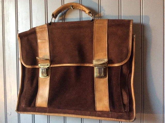 GRAND CARTABLE ANCIEN daim brun et cuir camel (T/GO) EUR 40,00 - PicClick FR