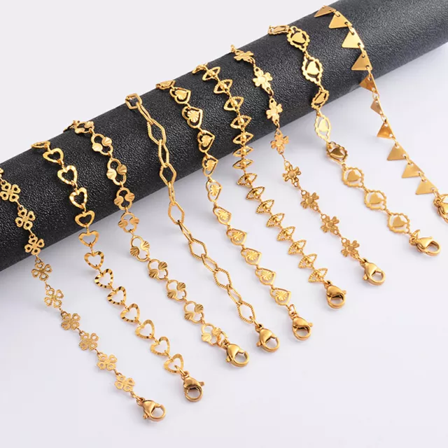 Titanium Steel Bracelets Handmade Geometric Link Chain Gold Color Bracelets