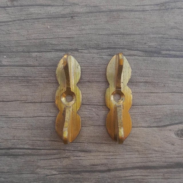 Vintage cast brass cabinet cupboard door catch twist turn latch farm decor 2pcs