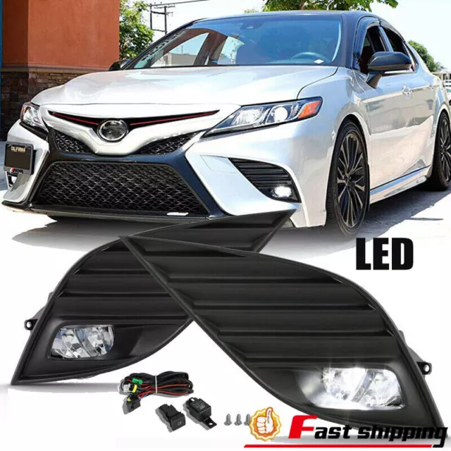 Pair For 2018 2019 2020 Toyota Camry SE XSE LED Fog Lights Lamps w/Switch Bezel