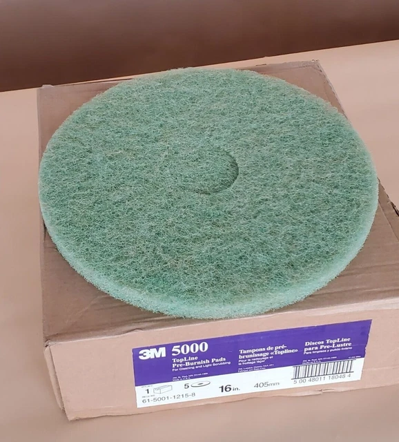 3M 5000 Top Line Pre-Burnish Pads  16 inches green New in Box - pack of 5
