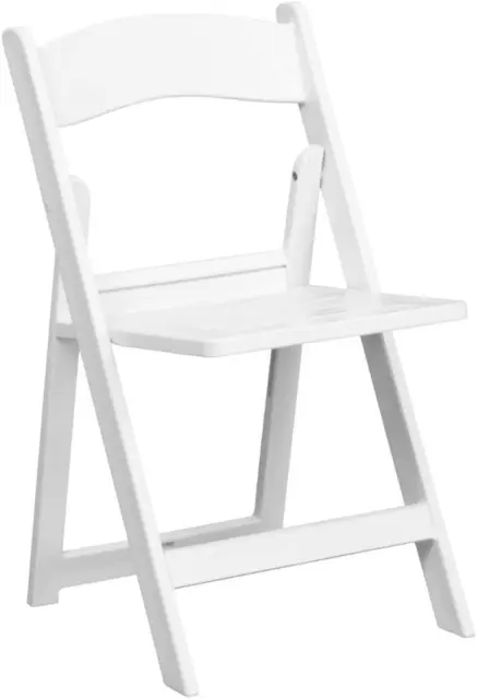 2 Pack HERCULES Series 1000 Lb. Capacity White Resin Folding Chair with Slatted